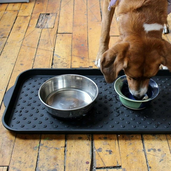 Raindrops Worgeous 4pcs Decorative Boot Tray for Entryway Shoe Mat Plastic Tray for Shoes Boots Plants and Pet Bowls Indoor and Outdoor Use Black