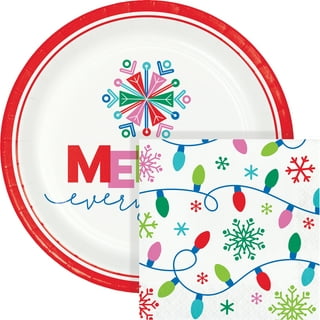 Sliner 350 Pcs Christmas Paper Plates and Napkins Set Disposable Xmas  Tableware Dinnerware Party Supplies Includes 100 Paper Plates 50 Cups 50  Napkins