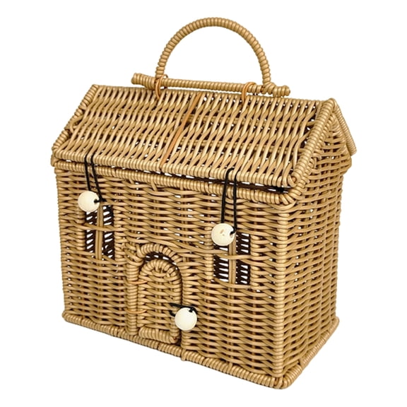 User Friendly Natural Woven Rattan Handled Storage Basket for Home Decors Picnics Gift Use