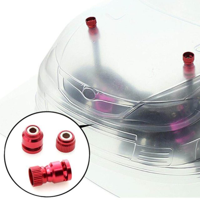 4 Pieces Aluminium Alloy Body Shell Mount Locator Radio RC Car Column Hole Locator for RC Car Red