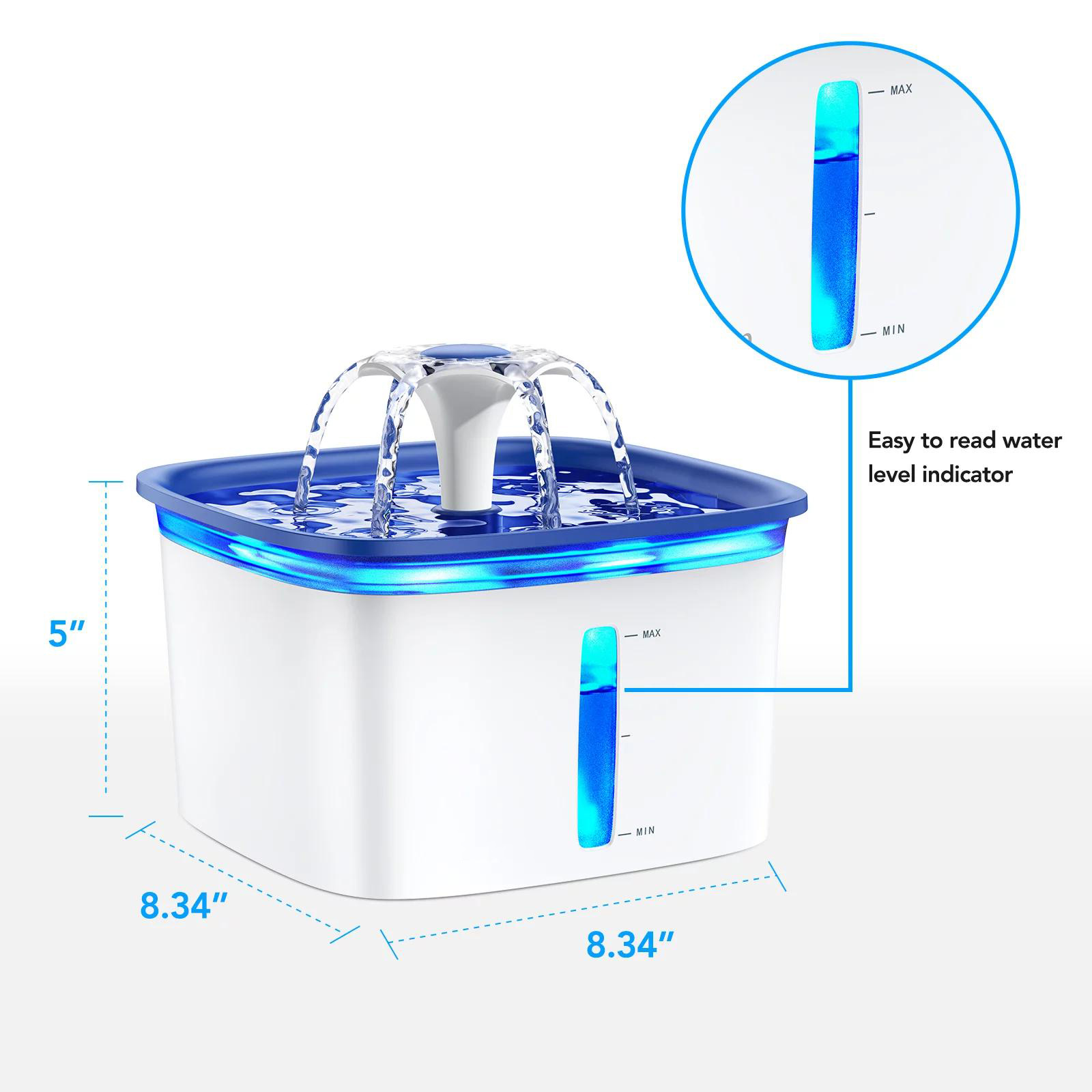 Automatic Pet Water Fountain 95oz/2.8L with Replacement Filters, Electric Water Bowl for Cats, Dogs, Multiple Pets, Cat & Dog Water Dispenser with Efficient Pump, Blue, Plastic - image 3 of 11