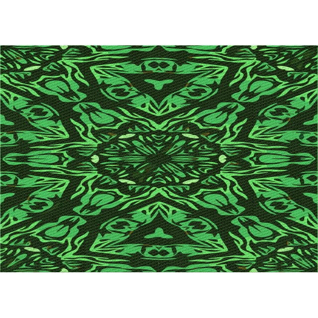 Ahgly Company Machine Washable Indoor Rectangle Transitional Dark Forest Green Area Rugs, 2' x 3'