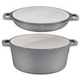 thumbnail image 4 of Bruntmor 2-in-1 Enamel Cast Iron Dutch Oven and Skillet - 5 Quart - Grey - Dutch Ovens - Cast Iron Cookware Clearance - Ceramic Dutch Ovens - Lodge Dutch Ovens - Enamel Dutch Ovens, 4 of 8