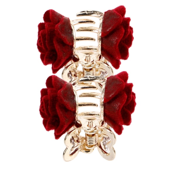 HAKIDZEL 2Pcs Mini Claw Clips for Hair Zinc Alloy Flocking Imitation Rhinestone for Women