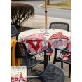 thumbnail image 4 of Outdoor Tablecloth with Umbrella Hole and Zipper, Valentine's Gnomes Square Table Cloth 54x54 Inch Waterproof Tablecloth, Weeping Eucalyptus Pink Red Love Heart Rustic Picnic Table Cover for Patio, 4 of 7