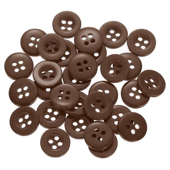 60pcs 16L Sewing Buttons 3/8"(10mm) Resin Round Flat 4-Hole Craft Replacement Buttons for Sewing Clothing and DIY, Brown