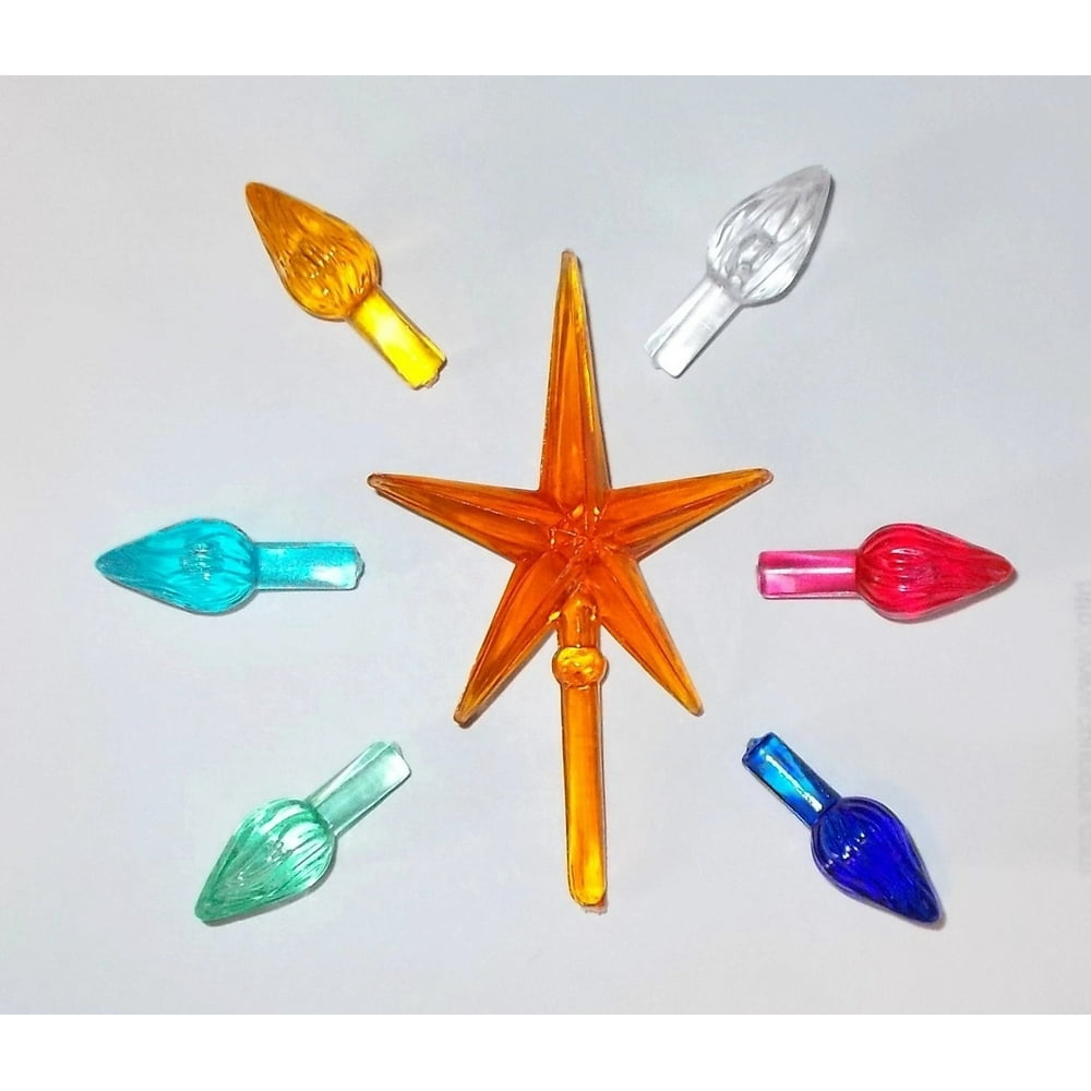 Ceramic Christmas Tree Bulbs and Orange Star Small Twist Light