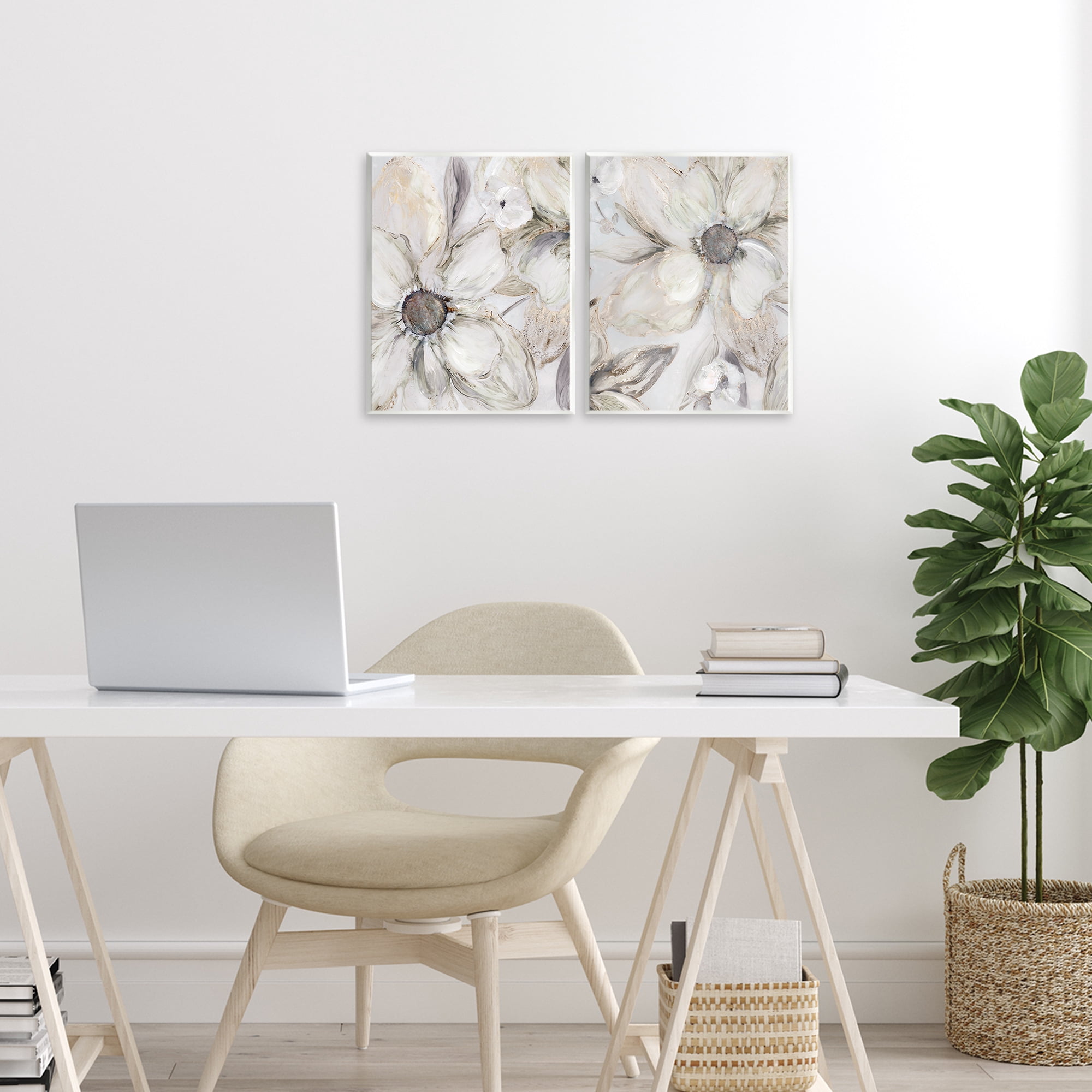 Stupell Industries Sandstone Tinted Blooms 2 Piece Wall Plaque Art Set, design by Carol Robinson