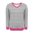 thumbnail image 6 of Horkkom Long Sleeve Shirts for Women, V Neck Striped Shirt, Spring Loose Casual Tops M, 6 of 7