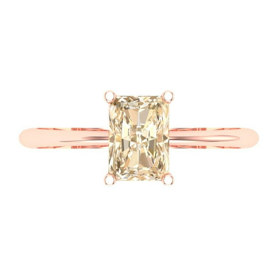Clara Pucci 14K Rose Gold 1ct Morganite Solitaire Ring for Women