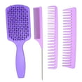 thumbnail image 2 of Lishi Detangling Hair Comb Set - 4pcs of Wide Teeth Comb for Easy Hair Styling (Purple Box), 2 of 20