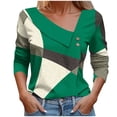 thumbnail image 1 of FAIWAD Long Sleeve Tunic Tops for Womens V Neck Button Down Tops Color Block Slim Lightweight Pullover Tops, 1 of 4