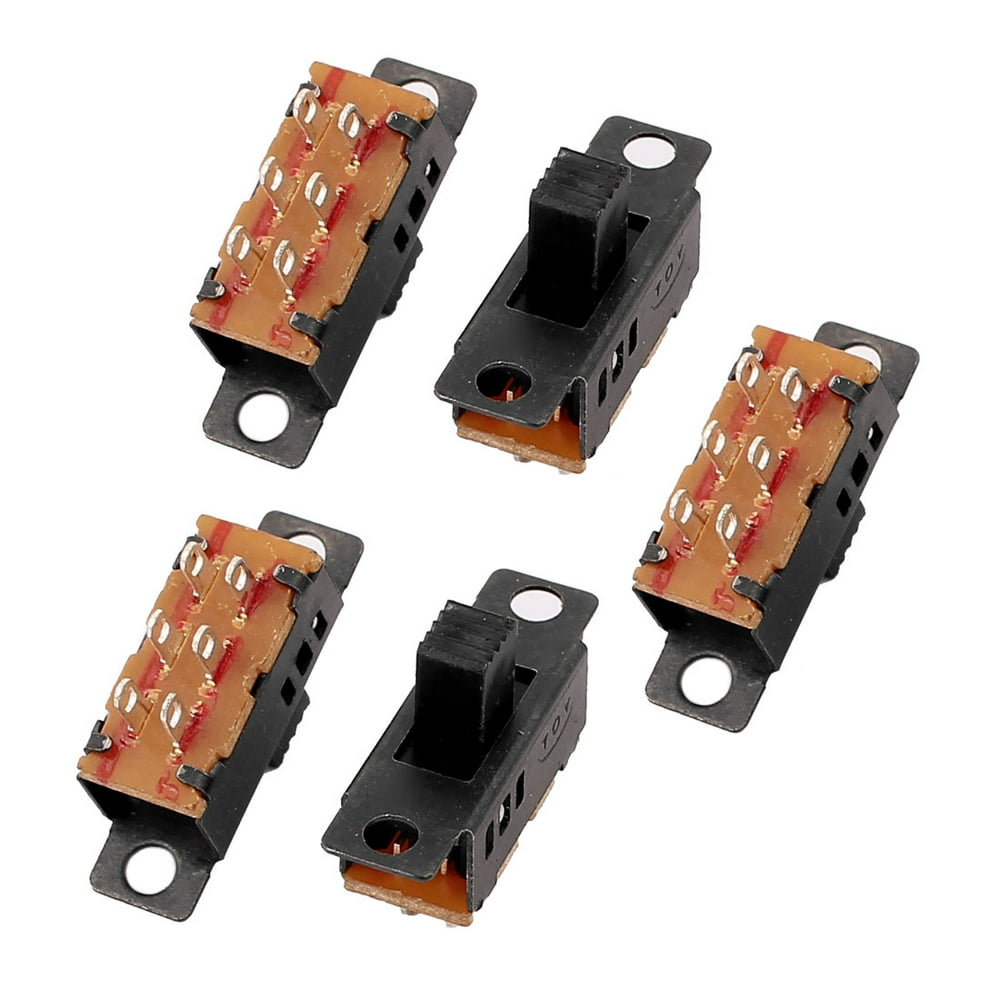 5Pcs 3 Position 6P DPDT Micro Miniature PCB Slide Switch Latching ...