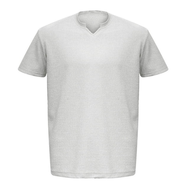pstuiky camisetas camisas para hombre, Camisa informal de manga corta con cuello en V y color liso para hombre camisetas de hombre xxxl