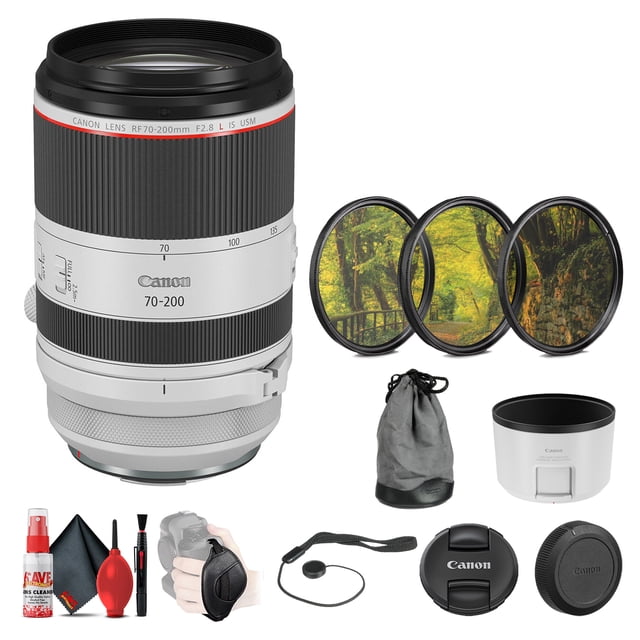 Canon RF 70-200mm f/2.8 L IS USM Lens + 3-Piece Filter Set + Hand Strap + Lens Cap Keeper + Cleaning Kit
