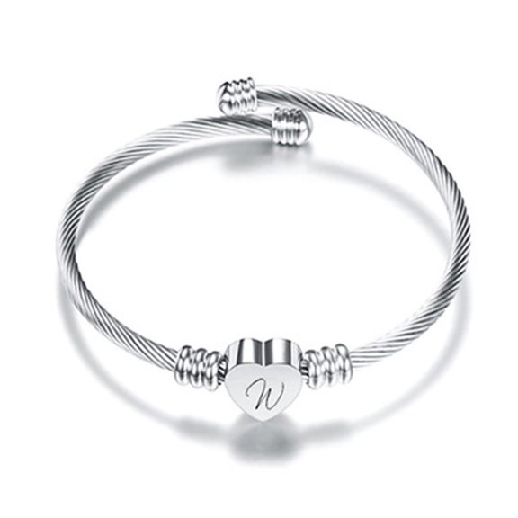 Weloille Charm Bracelet for Teen Girl Gifts | Heart Initial Charms Bracelets for Women Trendy | 26 Letters Stainless Steel Bracelet Gifts Ideas for Teen Girls