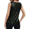 thumbnail image 4 of Hibeli Women's Sparkly Sequin Cowl Neck Draped Front Glitter Sleeveless Tank Top, 4 of 5