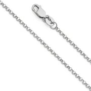 Solid 14k White Gold 1.6MM Round Rolo Chain Necklace With - 20 Inches