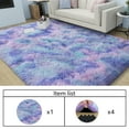 thumbnail image 2 of ASPILLOW 9x12 Fluffy Rug for Room,Non Skid Plush Indoor Home Decor Rug,Modern Shaggy Fuzzy Rugs for Living Room,Tie-dye Blue Rainbow, 2 of 8