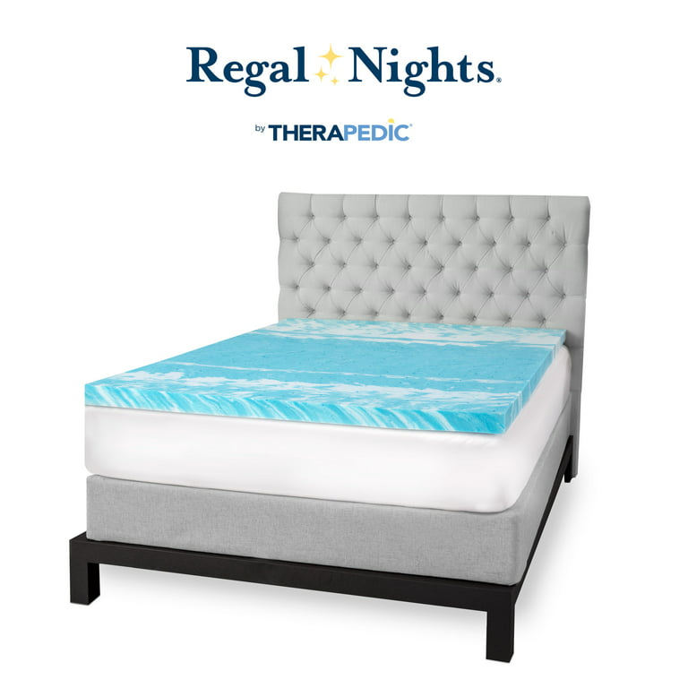 Regal Nights by Therapedic 3-Inch Gel Swirl Memory Foam Mattress Topper, King, Blue