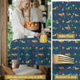 thumbnail image 5 of Excavator and Stop Sign Blue Pattern Round Tablecloth 60"x60", Wrinkle Resistant Wipeable Table Cover for Kitchen Dining Room Picnic Patio and Party, 5 of 6
