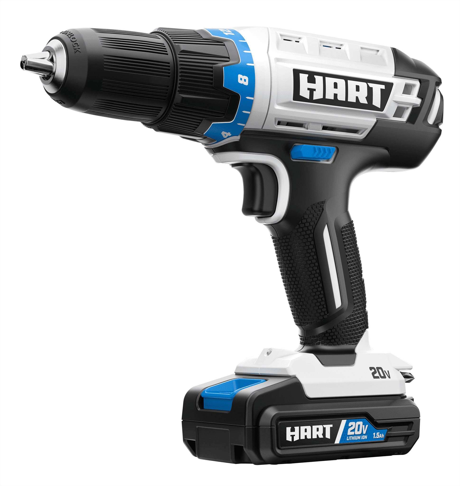 HART 20 Volts 4-Tool Battery-Powered Combo Kit, (2) 1.5Ah Lithium-Ion Batteries