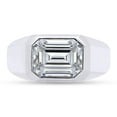 thumbnail image 2 of 2 1/4 Carat 9x7MM Emerald Cut Lab Created Moissanite Diamond Signet Wedding Band Ring For Men In 14K White Gold Over Sterling Silver(G-H Color,VVS1 Clarity,2.25 Cttw)-8, 2 of 7