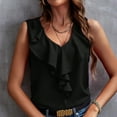 thumbnail image 6 of CLOISE Tank Tops for Women Black Summer V Neck Loose Casual T Shirts Fashion Sleeveless Solid Ruffles Comfy Blouse XL, 6 of 7