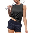 thumbnail image 6 of Women's Summer Sleeveless Round Neck Tank Top Blouse Cami Solid Color Loose Fit Casual Top for Athletic Running Tennis Yoga Comfortable Daily Wear Fashion Essential | CSEONE,Black L, 6 of 8