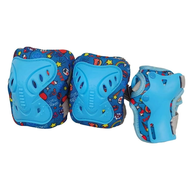 maskred Kids Protective Gear Set Thick for Longboarding Inline Skates Roller Skating Blue