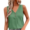 thumbnail image 2 of Uootdi Women's Tank Tops V Neck Sleeveless Button Decor Crinkled Tops Casual Loose Fit Breathable Camisoles Gift, 2 of 7