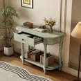 thumbnail image 2 of EUROCO 36" Retro Console Table with Drawer,Solid Wood Entryway Table Sofa Table with Open Storage Shelf and Corner-Curved Design for Entryway, Hallway and Living Room,Gray, 2 of 7
