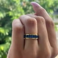 thumbnail image 3 of TAAPSEE JEWELS Blue Cubic Zirconia Baguette Cut Women Full Eternity Wedding Ring 14k Yellow Gold Plated, 3 of 5