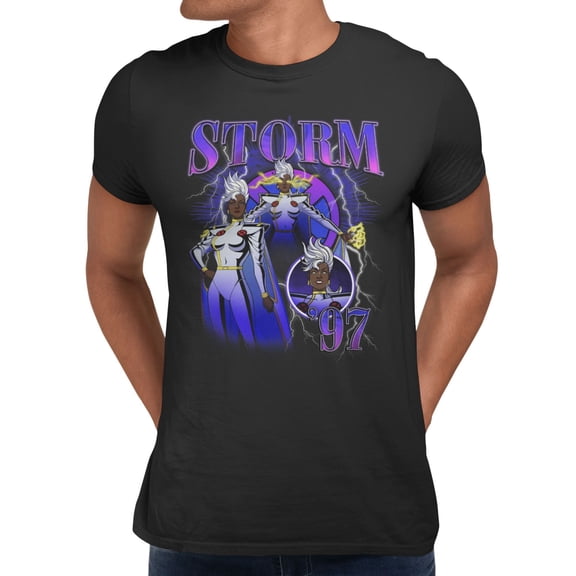 Marvel X-men 97 D Storm Ororo Munroe Lightning Bolt Retro Men's T Shirt (Black, S-XXXL)
