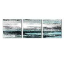 wall26 3 Panel Canvas Wall Art Teal Blue Abstract Pictures Home Wall Decorations for Bedroom Living Room Paintings Canvas Prints Framed - 16"x16"x3 Panels