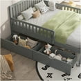 thumbnail image 3 of JERFIT Gray Full Size Platform Bed with Storage Drawers, Guardrails Headboard, Wood Bed Frame for Space Saving Safety, 3 of 10
