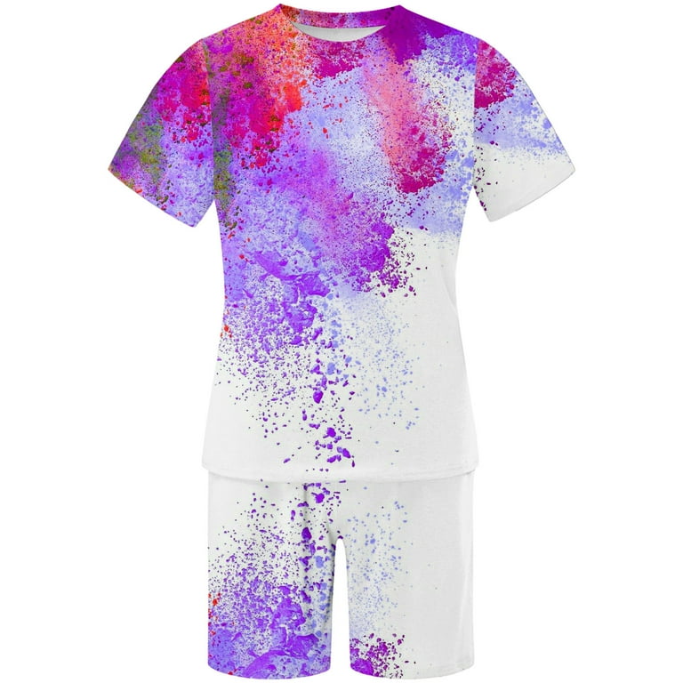 VBTAPA Mens Shorts Set 2 Piece Outfits 2024 Fashion Graffiti
