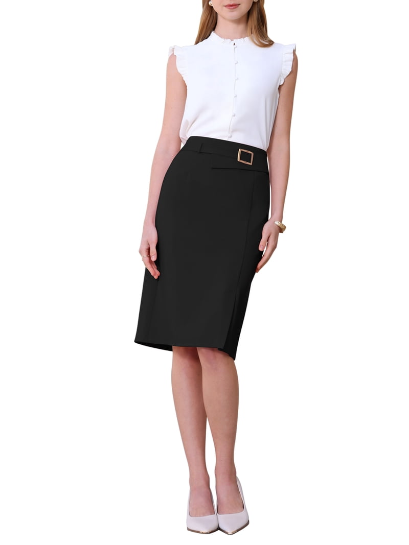 Inspire Chic Women's Pencil Skirt High Waist Elegant Work Office Bodycon Skirts L 1, Size: Large, Pink