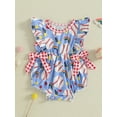 thumbnail image 3 of Miaouyo Baby Girl Summer Romper Baseball Print Flutter Sleeve Round Neck Jumpsuit Infant Bodysuit Streetwear, 3 of 8