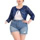thumbnail image 3 of Cárdigan de encogimiento de hombros de talgrande Agnes Orinda chaquetas de bolero con lazo de encaje floral Azul marino 3XL, 3 of 6