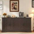 thumbnail image 3 of Frmobepts 70" Large Buffet Cabinet, Farmhouse Kitchen Buffet Storage Cabinet, 4-Doors Wood Sideboard Credenza with Adjustable Shelves, Dark Brown, 3 of 9