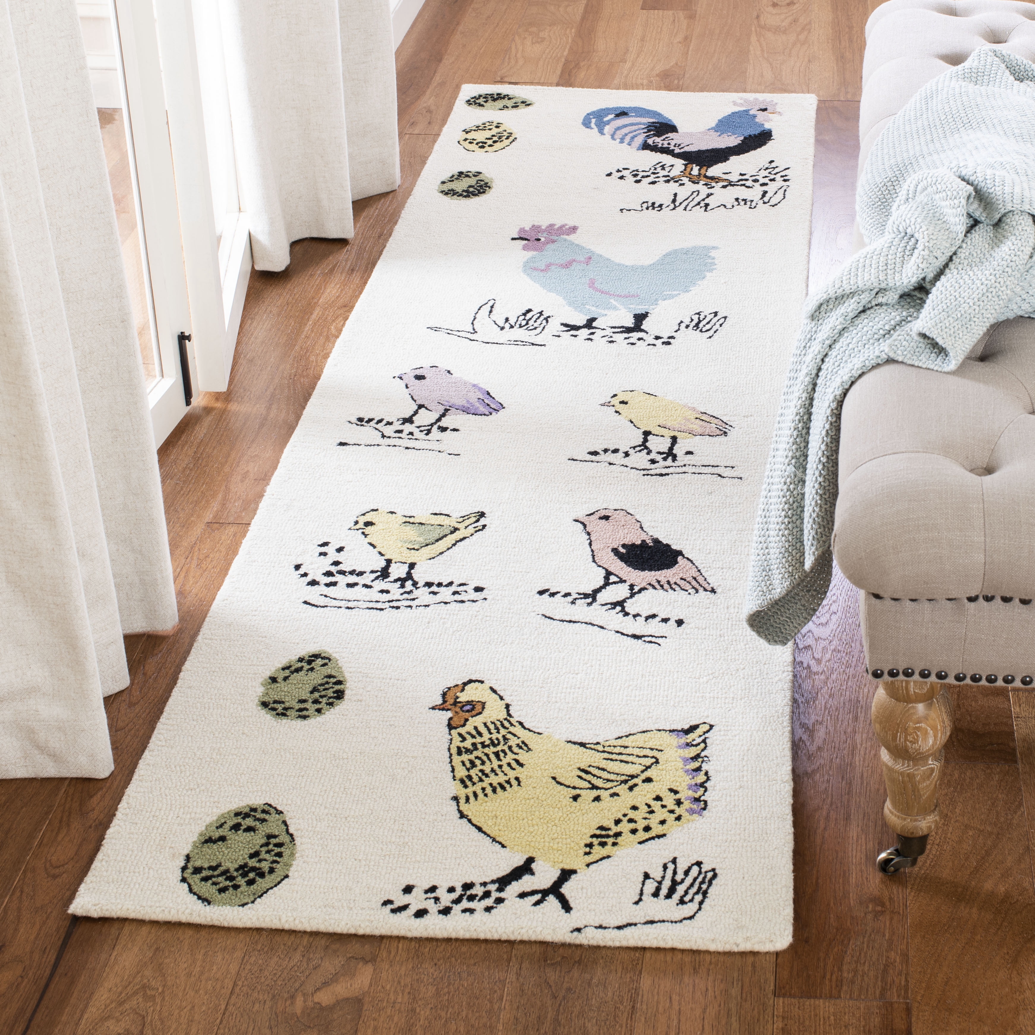 SAFAVIEH Novelty Gracelyn Novelty Runner Rug, Ivory/Blue, 2'3" x 8'