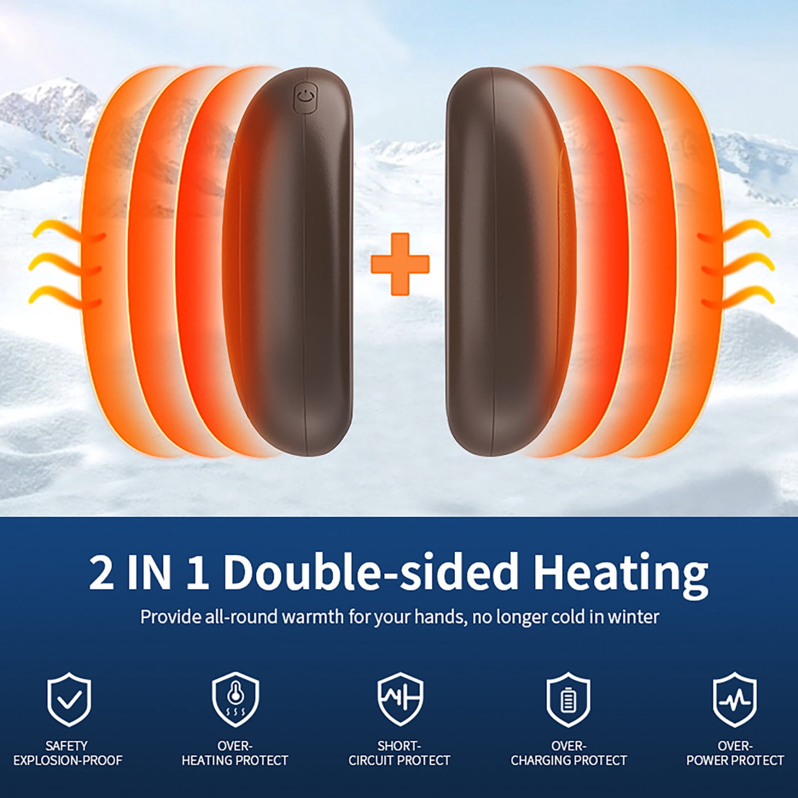 Nkmbld Portable Electric Hand Warmer, Magnetic Hand Warmer Flashlight 2-in-1 Separate Self-Heating Warmer for Outdoor, Golf, Hunting, Camping, White