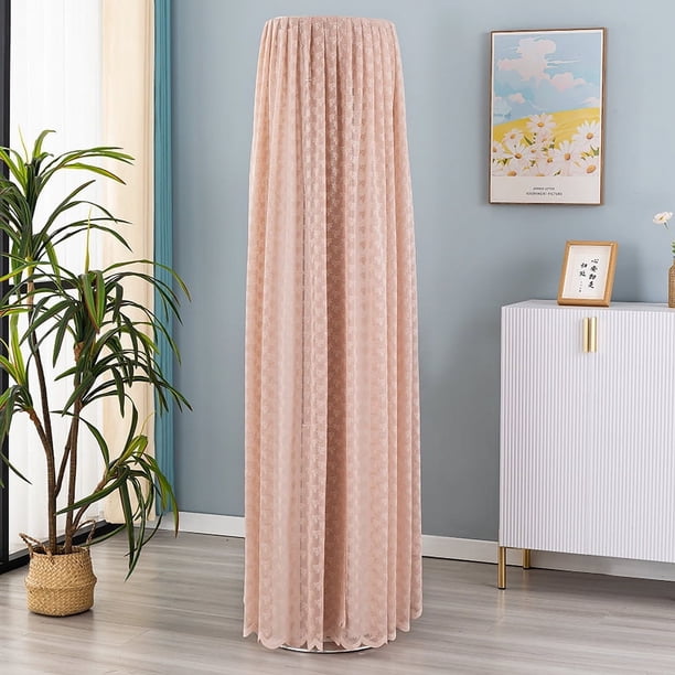 Nvzi Cubierta universal para aire acondicionado, cubierta cilíndrica vertical con borde de hilo para aire acondicionado, cubierta antipolvo, altura 170 cm, aire acondicionado universal (rosa)