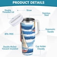 thumbnail image 2 of Yayeee 30oz Stainless Steel Tumbler with Straw and Handle Double-Wall Insulated Travel Water Bottle, Red Sailboats, 2 of 8