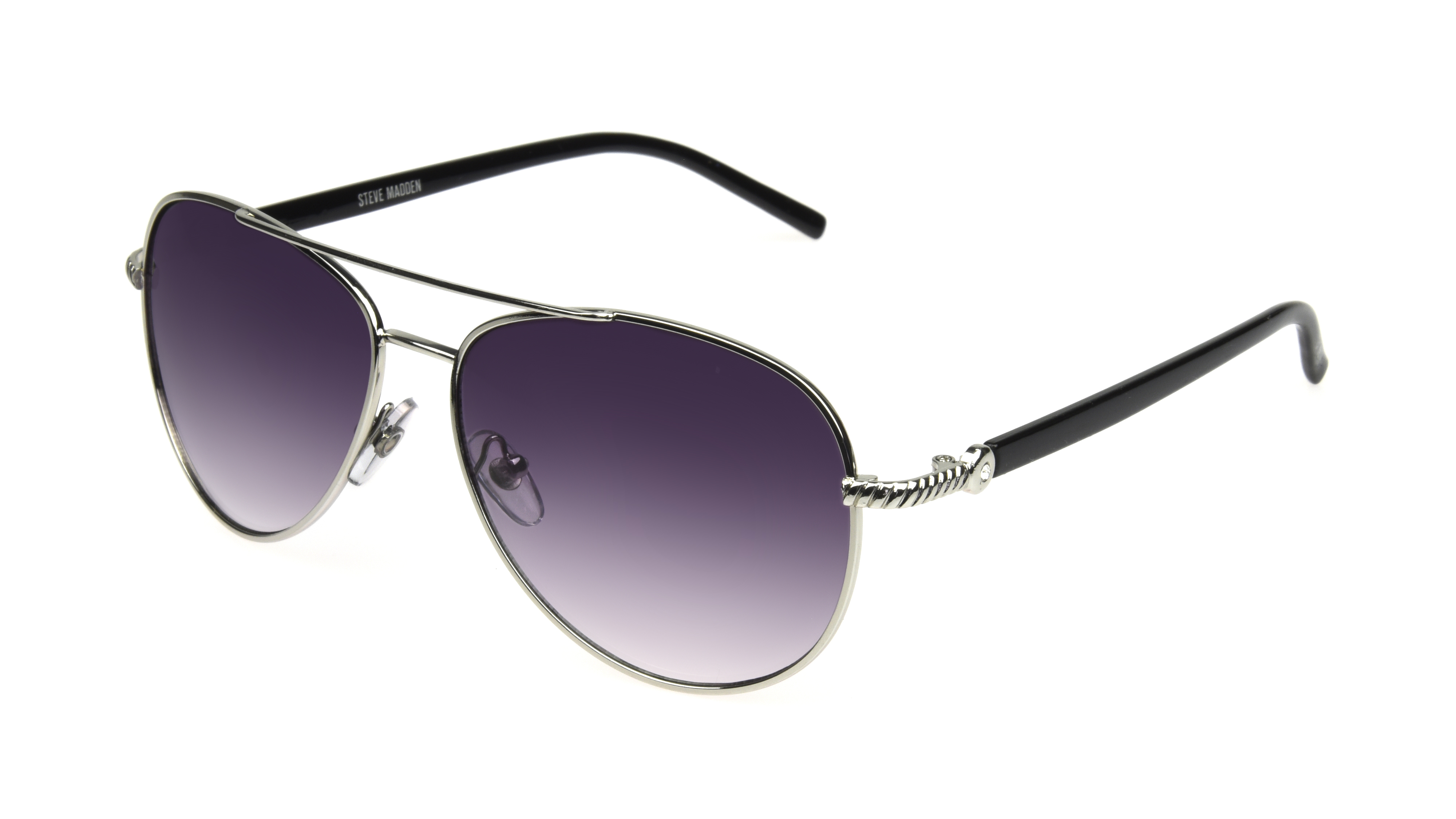 Steve Madden Women's Silver and Black Stone Accented Aviator Sunglasses - image 3 of 3