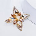 thumbnail image 5 of Marquise Cut Crystal Cluster Brooch, Gold Tone with Topaz Rhinestones, Cross Star Shape, 5 of 8