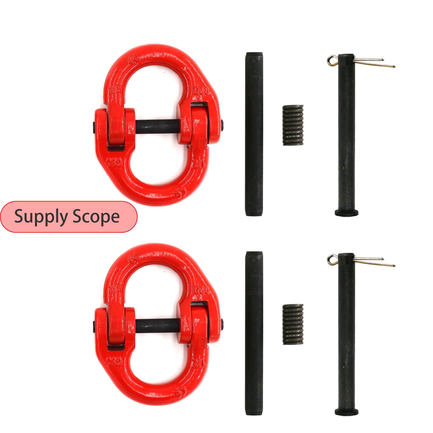 2-Pack Hammerlock Coupling Link 5.3T, 2 Assemble Options Industrial G80 Chain Connection Link 12000 lbs, Safety Chain Connector for Overhead Lifting, Towing, Chain Extending, and Rigging