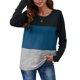 thumbnail image 1 of Womens Fall Top Ladies Autumn Stylish Colorblock Casual Loose Long Sleeve Top Crewneck Pullover T Shirt Blue XL, 1 of 6