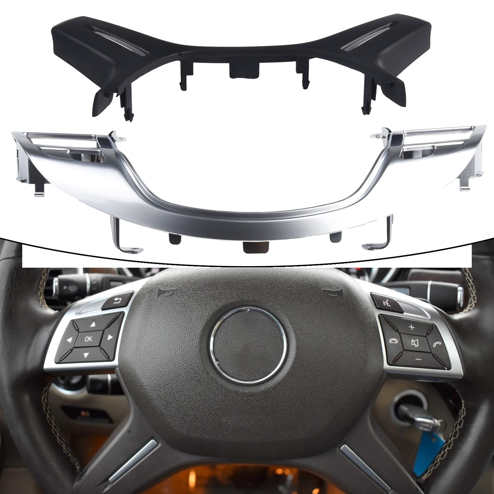 Steering Wheel Trim Panel For Mercedes ML GL GLS W166 W204 W212 Car Steering Wheel Center Bezel Cover Trim Interior Accessories